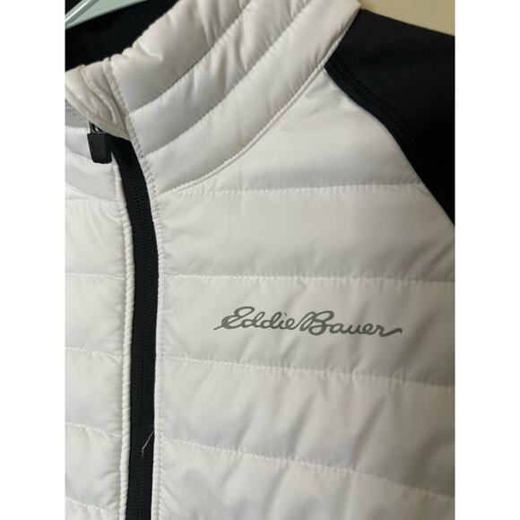 Eddie Bauer Jacket Emberlite Hybrid Zip Up Puffer White Black Womens Large - Picture 7 of 8